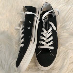 Black Converse All Stars with Zipper Detail